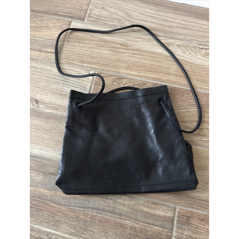 Trussardi Women's Black Leather Bucket Bag Made in Italy Softest Leather Butter